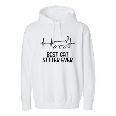 Cat Sitter Design Heartbeat Ecg Gift Garment-Dyed Fleece Hoodie