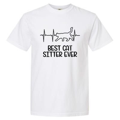 Cat Sitter Design Heartbeat Ecg Gift Garment-Dyed Heavyweight T-Shirt