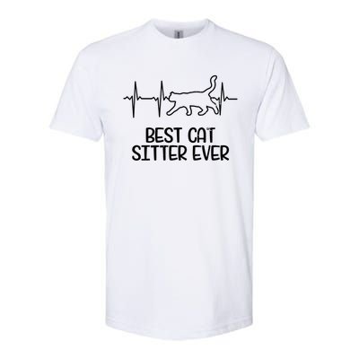 Cat Sitter Design Heartbeat Ecg Gift Softstyle CVC T-Shirt