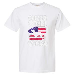 Cocker Spaniel Dad Dog Lover American Us Flag Garment-Dyed Heavyweight T-Shirt