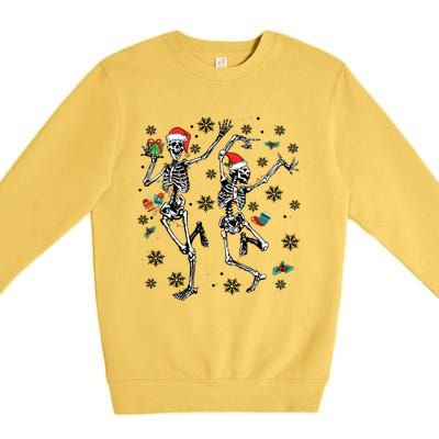 Christmas Skeleton Dancing Christmas Lights Xmas Tree Hat Great Gift Premium Crewneck Sweatshirt