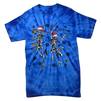 Christmas Skeleton Dancing Christmas Lights Xmas Tree Hat Great Gift Tie-Dye T-Shirt