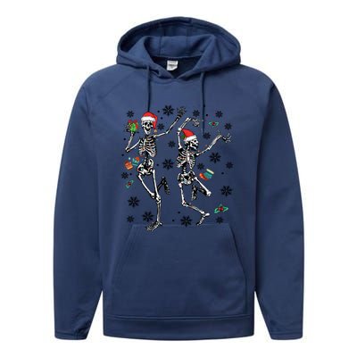 Christmas Skeleton Dancing Christmas Lights Xmas Tree Hat Great Gift Performance Fleece Hoodie