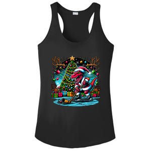 Cool Santa Dinosaur Playing Hockey Christmas Gift Ladies PosiCharge Competitor Racerback Tank