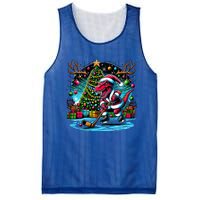 Cool Santa Dinosaur Playing Hockey Christmas Gift Mesh Reversible Basketball Jersey Tank