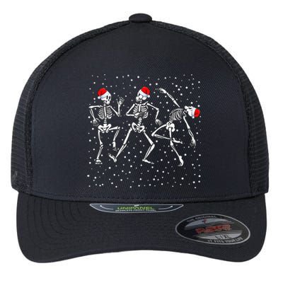 Christmas Skeleton Dancing Funny Xmas Gift Flexfit Unipanel Trucker Cap