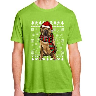 Chinese Sharpei Dog Santa Hat Xmas Ugly Christmas Gift Adult ChromaSoft Performance T-Shirt