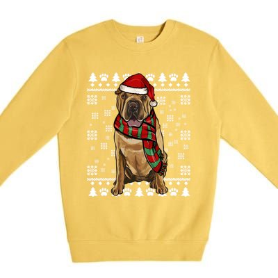 Chinese Sharpei Dog Santa Hat Xmas Ugly Christmas Gift Premium Crewneck Sweatshirt