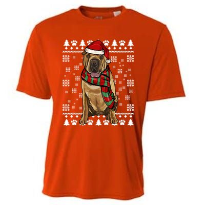 Chinese Sharpei Dog Santa Hat Xmas Ugly Christmas Gift Cooling Performance Crew T-Shirt