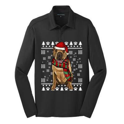 Chinese Sharpei Dog Santa Hat Xmas Ugly Christmas Gift Silk Touch Performance Long Sleeve Polo