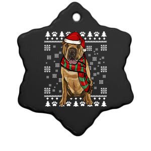 Chinese Sharpei Dog Santa Hat Xmas Ugly Christmas Gift Ceramic Star Ornament