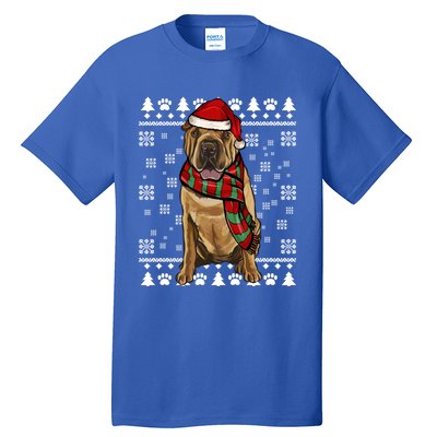 Chinese Sharpei Dog Santa Hat Xmas Ugly Christmas Gift Tall T-Shirt