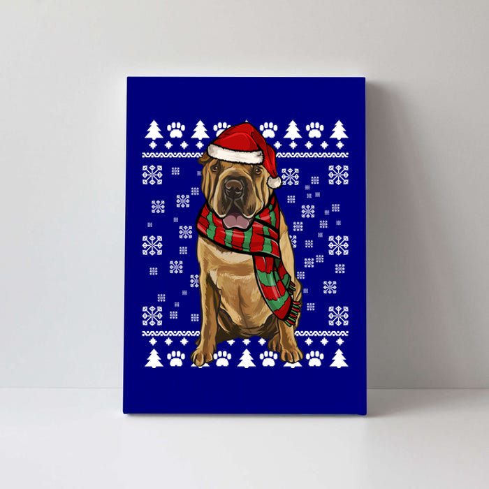 Chinese Sharpei Dog Santa Hat Xmas Ugly Christmas Gift Canvas