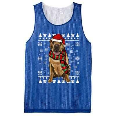 Chinese Sharpei Dog Santa Hat Xmas Ugly Christmas Gift Mesh Reversible Basketball Jersey Tank