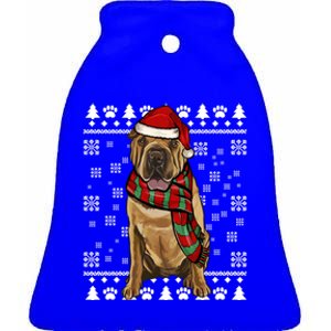 Chinese Sharpei Dog Santa Hat Xmas Ugly Christmas Gift Ceramic Bell Ornament