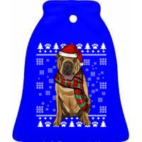 Chinese Sharpei Dog Santa Hat Xmas Ugly Christmas Gift Ceramic Bell Ornament