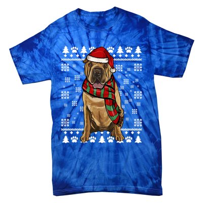 Chinese Sharpei Dog Santa Hat Xmas Ugly Christmas Gift Tie-Dye T-Shirt