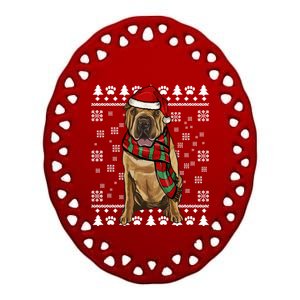 Chinese Sharpei Dog Santa Hat Xmas Ugly Christmas Gift Ceramic Oval Ornament