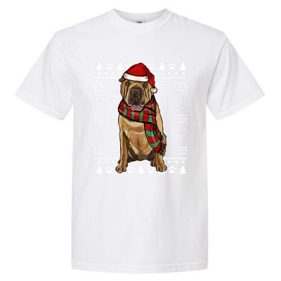 Chinese Sharpei Dog Santa Hat Xmas Ugly Christmas Gift Garment-Dyed Heavyweight T-Shirt