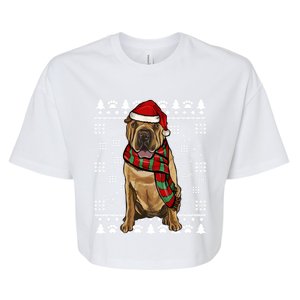 Chinese Sharpei Dog Santa Hat Xmas Ugly Christmas Gift Bella+Canvas Jersey Crop Tee