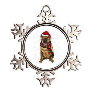 Chinese Sharpei Dog Santa Hat Xmas Ugly Christmas Gift Metallic Star Ornament