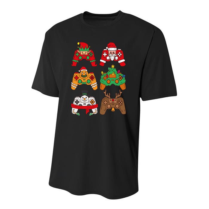 Christmas Santa deer gaming controllers Youth Performance Sprint T-Shirt