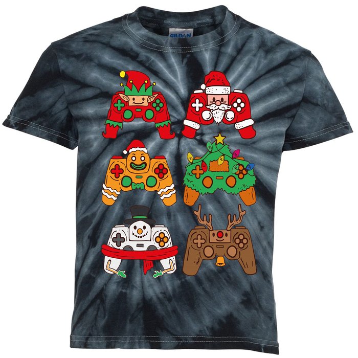 Christmas Santa deer gaming controllers Kids Tie-Dye T-Shirt