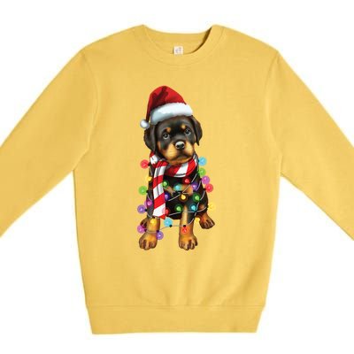 Christmas Santa Dog Rottweiler Dog Lover Xmas Gift Premium Crewneck Sweatshirt