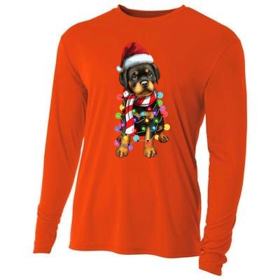 Christmas Santa Dog Rottweiler Dog Lover Xmas Gift Cooling Performance Long Sleeve Crew