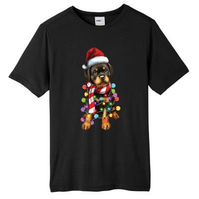 Christmas Santa Dog Rottweiler Dog Lover Xmas Gift Tall Fusion ChromaSoft Performance T-Shirt