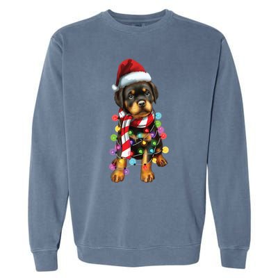 Christmas Santa Dog Rottweiler Dog Lover Xmas Gift Garment-Dyed Sweatshirt