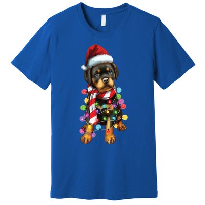 Christmas Santa Dog Rottweiler Dog Lover Xmas Gift Premium T-Shirt