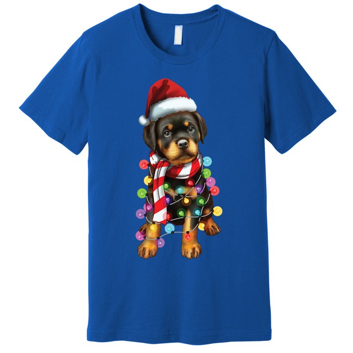 Christmas Santa Dog Rottweiler Dog Lover Xmas Gift Premium T-Shirt