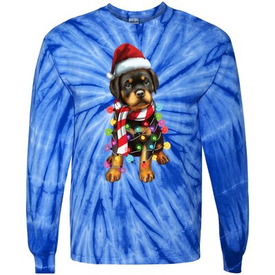 Christmas Santa Dog Rottweiler Dog Lover Xmas Gift Tie-Dye Long Sleeve Shirt