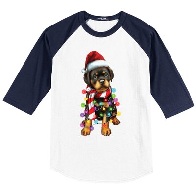 Christmas Santa Dog Rottweiler Dog Lover Xmas Gift Baseball Sleeve Shirt