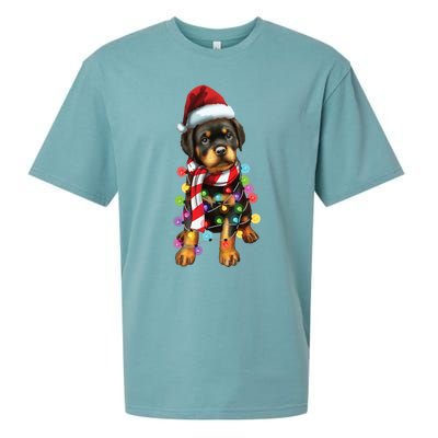 Christmas Santa Dog Rottweiler Dog Lover Xmas Gift Sueded Cloud Jersey T-Shirt