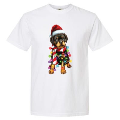 Christmas Santa Dog Rottweiler Dog Lover Xmas Gift Garment-Dyed Heavyweight T-Shirt