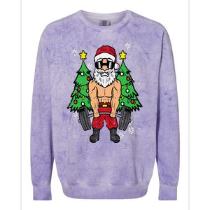 Christmas Santa Deadlift Xmas Weightlift Gym Colorblast Crewneck Sweatshirt