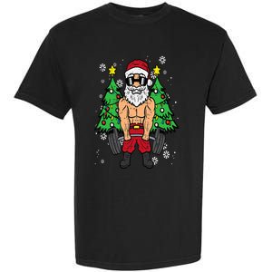 Christmas Santa Deadlift Xmas Weightlift Gym Garment-Dyed Heavyweight T-Shirt