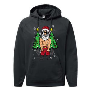 Christmas Santa Deadlift Xmas Weightlift Gym Performance Fleece Hoodie