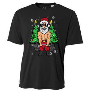 Christmas Santa Deadlift Xmas Weightlift Gym Cooling Performance Crew T-Shirt