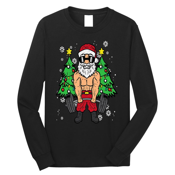 Christmas Santa Deadlift Xmas Weightlift Gym Long Sleeve Shirt