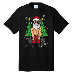 Christmas Santa Deadlift Xmas Weightlift Gym Tall T-Shirt