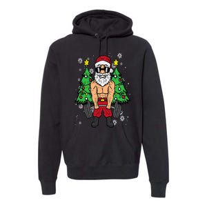 Christmas Santa Deadlift Xmas Weightlift Gym Premium Hoodie