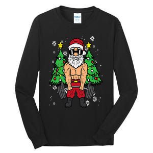 Christmas Santa Deadlift Xmas Weightlift Gym Tall Long Sleeve T-Shirt