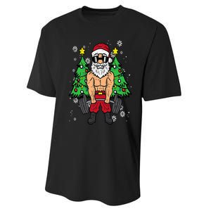 Christmas Santa Deadlift Xmas Weightlift Gym Performance Sprint T-Shirt