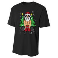 Christmas Santa Deadlift Xmas Weightlift Gym Performance Sprint T-Shirt