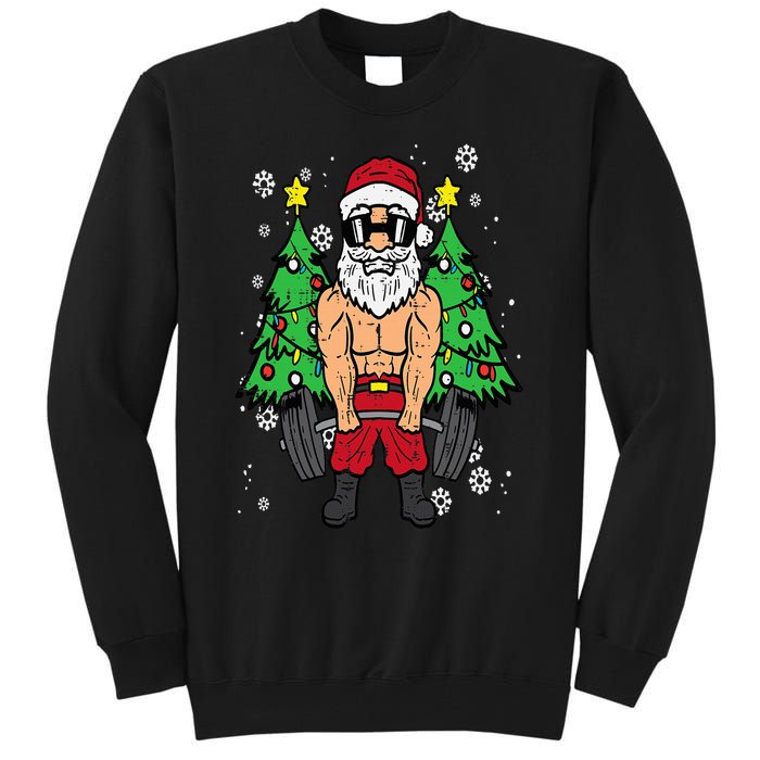 Christmas Santa Deadlift Xmas Weightlift Gym Tall Sweatshirt