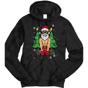 Christmas Santa Deadlift Xmas Weightlift Gym Tie Dye Hoodie