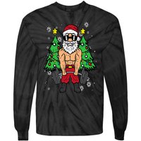 Christmas Santa Deadlift Xmas Weightlift Gym Tie-Dye Long Sleeve Shirt